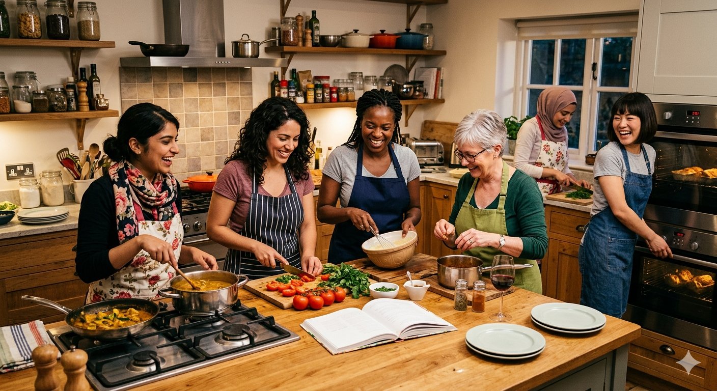 Women gathered together — sisterhood and celebration